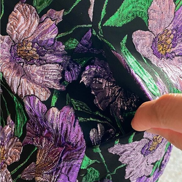 Carolina Herrera Metallic Floral Jacquard A-Line Dress size 6 - Picture 10 of 14